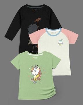 pack of 3 printed round-neck t-shirts