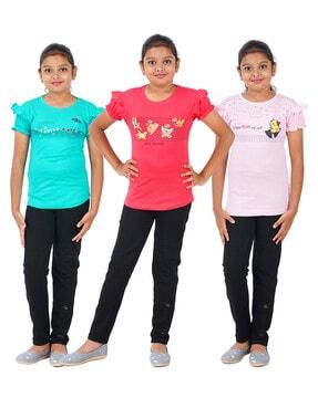 pack of 3 printed round-neck tops