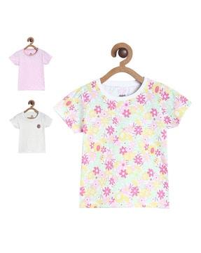 pack of 3 printed round-neck tops