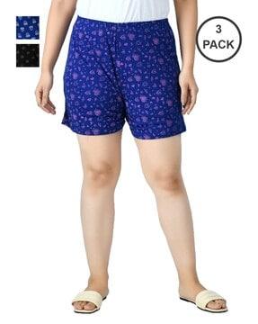 pack of 3 printed shorts with drawstring waist