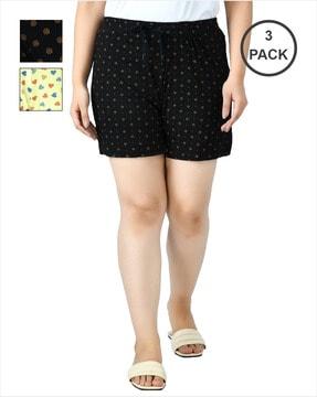 pack of 3 printed shorts with drawstring waist