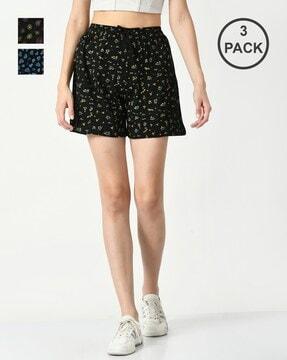 pack of 3 printed shorts with elasticated waist