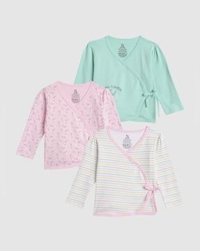 pack of 3 printed side-open knit tops