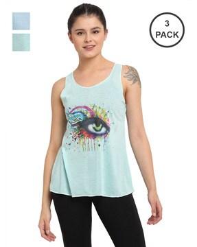 pack of 3 printed sleeveless tops