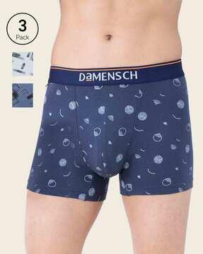 pack of 3 printed trunks with elasticated waistband