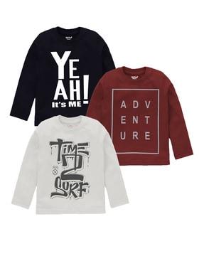 pack of 3 regular fit typographic printed t-shirt