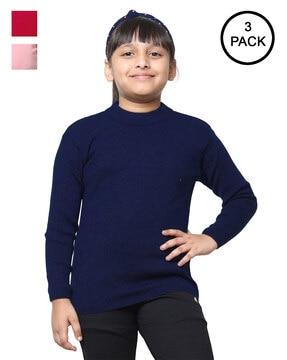 pack of 3 ribbed crew-neck pullovers