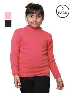 pack of 3 ribbed high-neck pullovers