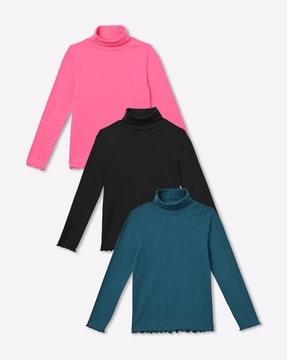 pack of 3 ribbed high-neck tops