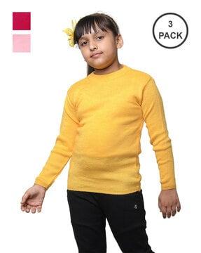 pack of 3 round-neck pullover sweater