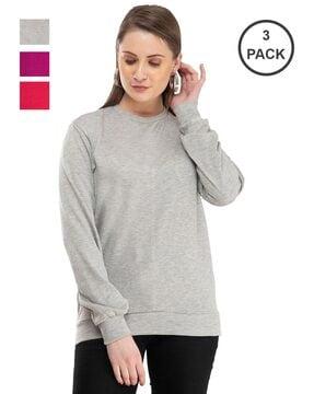 pack of 3 round-neck sweatshirts