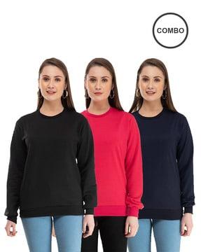 pack of 3 round-neck sweatshirts