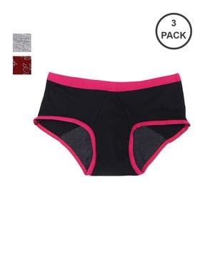 pack of 3 sanitary panties with elasticated waistband