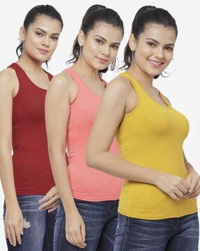 pack of 3 scoop-neck racerback tanks