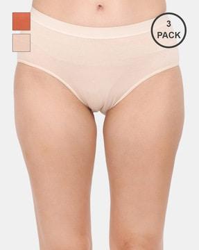 pack of 3 seamless hipsters with elasticated waist