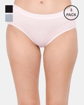 pack of 3 seamless hipsters with elasticated waist