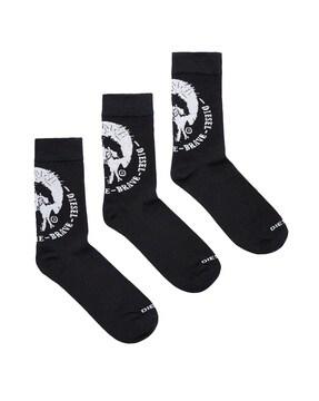 pack of 3 skm-ray logo print socks