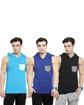 pack of 3 sleeveless hooded vest