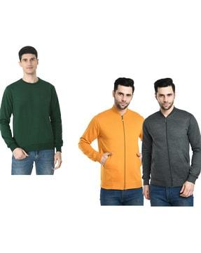 pack of 3 slip-on style round-neck sweatshirt