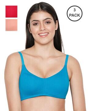 pack of 3 solid cotton non wired bra