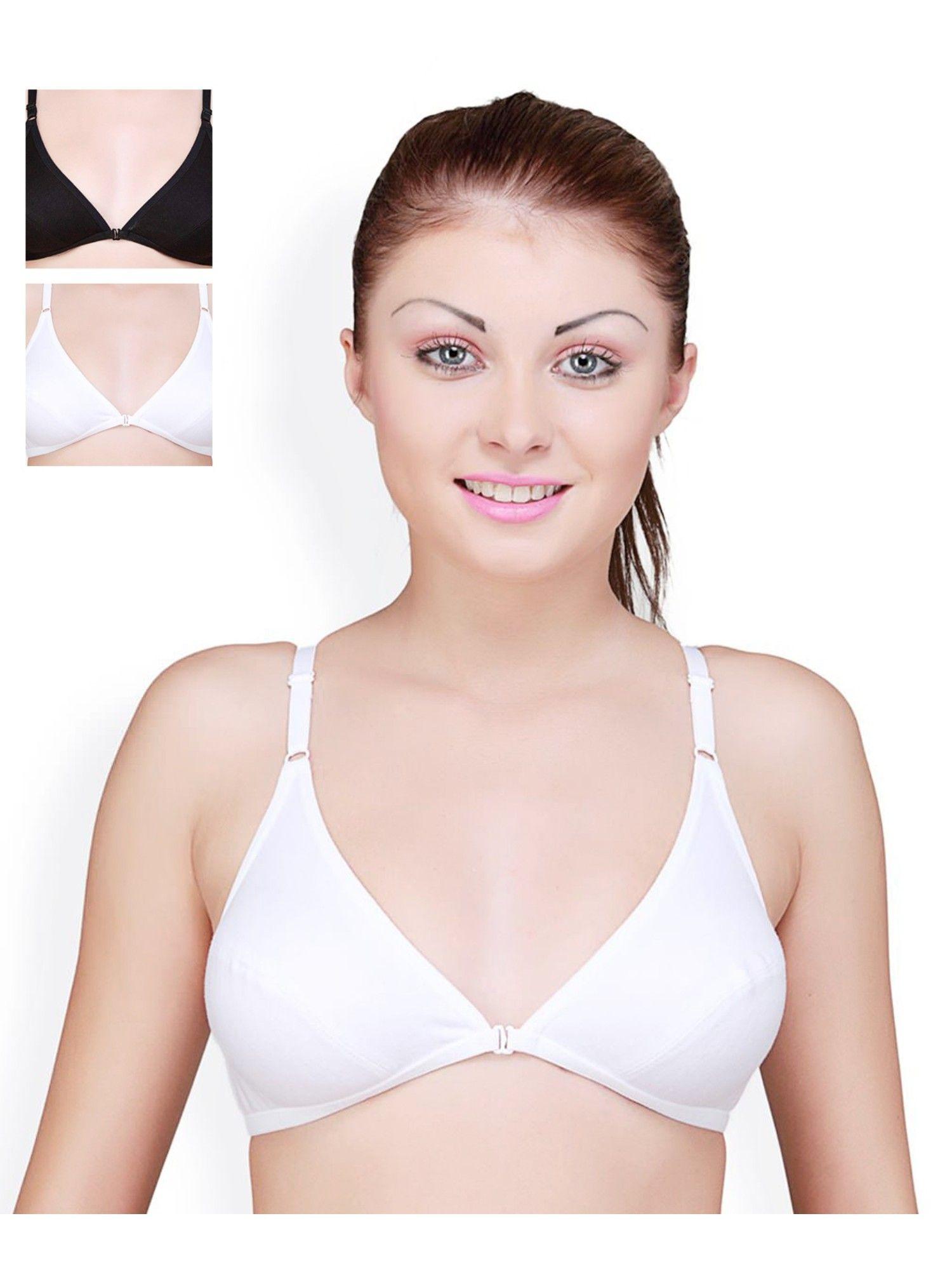 pack of 3 solid front open bras - multi-color