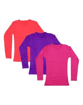 pack of 3 solid round neck t-shirt