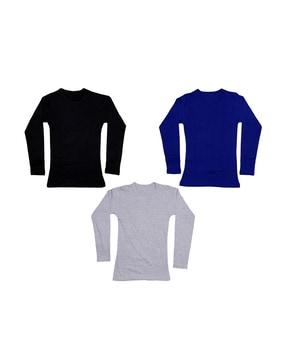 pack of 3 solid round neck t-shirt