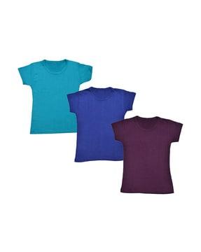 pack of 3 solid round-neck t-shirts