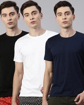 pack of 3 solid round neck t-shirts