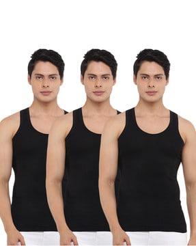 pack of 3 solid sleeveless vest