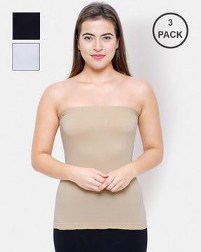 pack of 3 strapless cotton camisoles