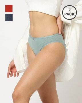 pack of 3 stretch cotton high rise high leg panty