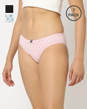 pack of 3 stretch cotton mid rise bikini panty