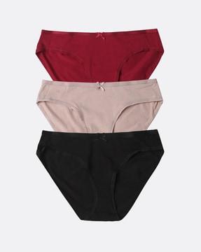 pack of 3 stretch cotton mid rise bikini panty