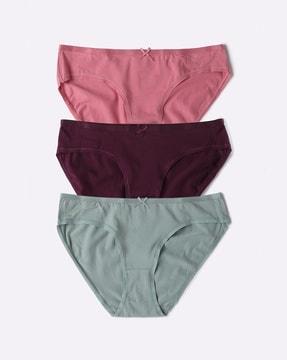 pack of 3 stretch cotton mid rise bikini panty