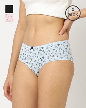 pack of 3 stretch cotton mid rise hipster panty