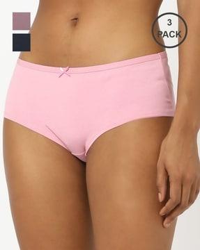 pack of 3 stretch cotton mid rise hipster panty