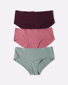 pack of 3 stretch cotton mid rise hipster panty