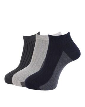 pack of 3 striped ankle-length socks