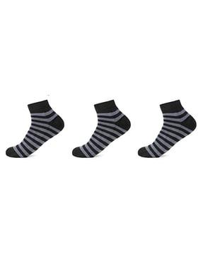 pack of 3 striped ankle length socks