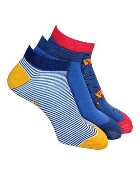 pack of 3 striped ankle-length socks