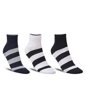 pack of 3 striped ankle-length socks