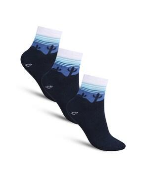 pack of 3 striped ankle-length socks