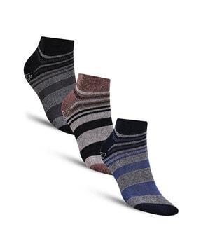 pack of 3 striped ankle-length socks