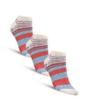 pack of 3 striped ankle-length socks