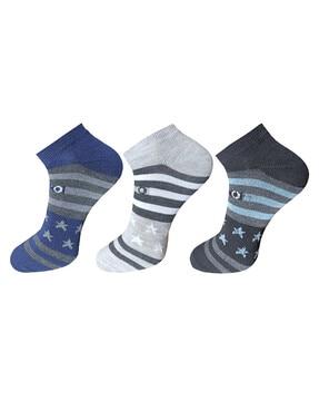 pack of 3 striped ankle-length socks