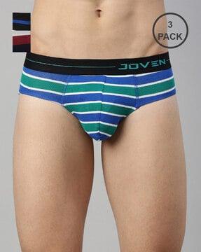 pack of 3 striped briefs with elasticated waist