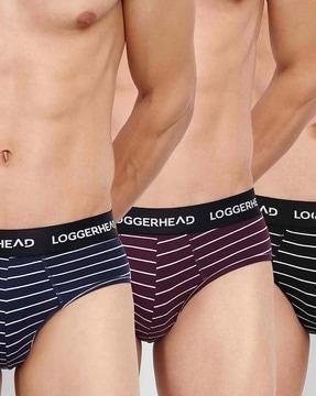 pack of 3 striped briefs with elasticated waist