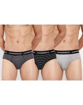 pack of 3 striped briefs with elasticated waist