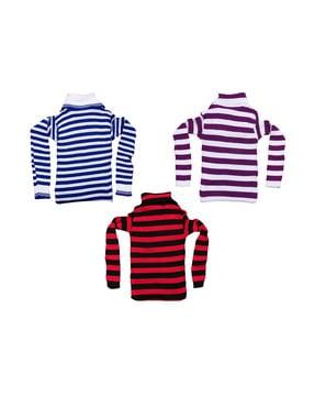 pack of 3 striped high-neck pullovers